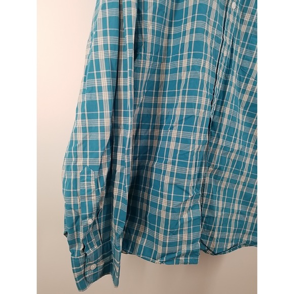 J. Crew Mens XXL 2XL Blue Plaid Long Sleeve Slim Untucked Shirt Flex Washed‎ - Picture 2 of 6